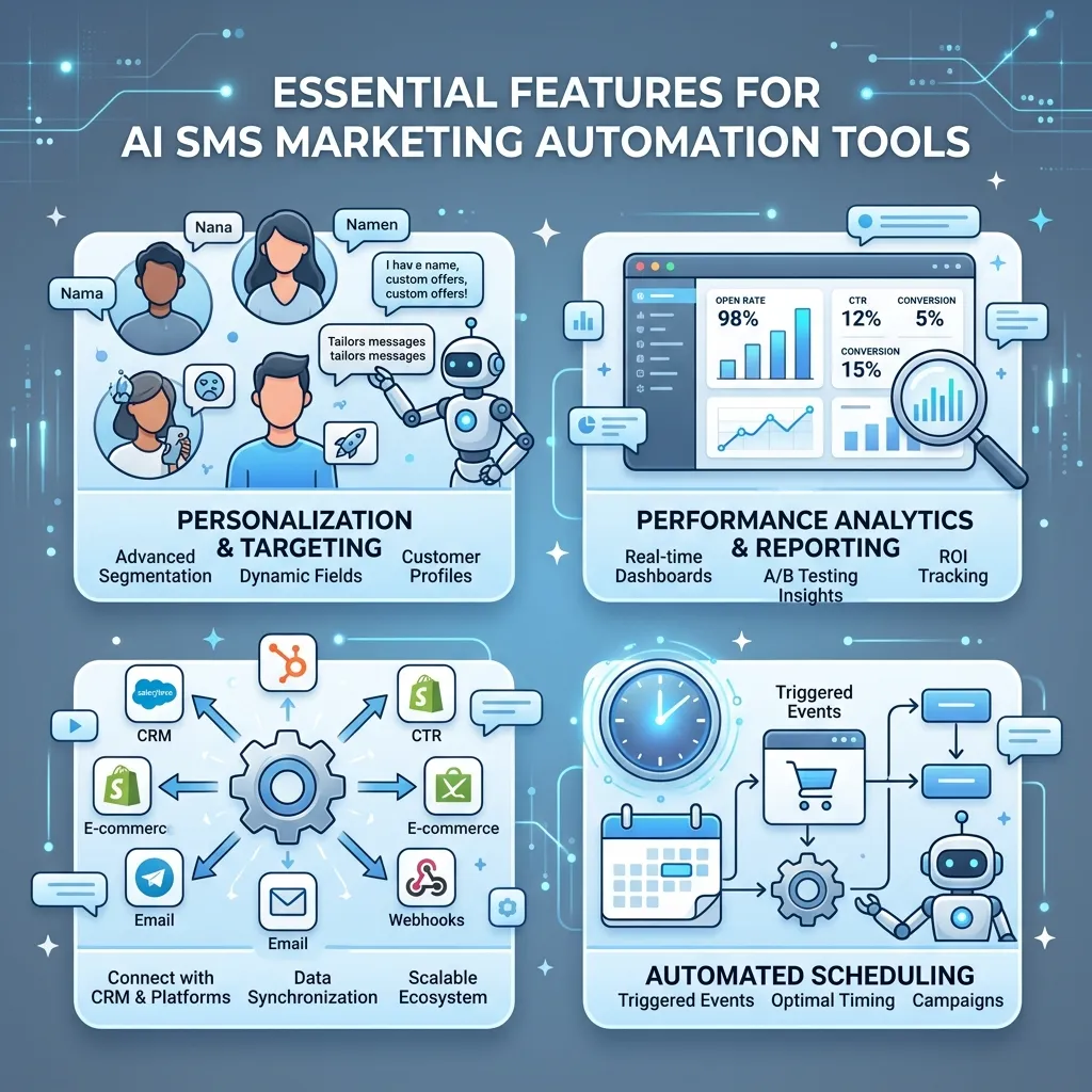 What features should you look for in AI SMS marketing automation tools